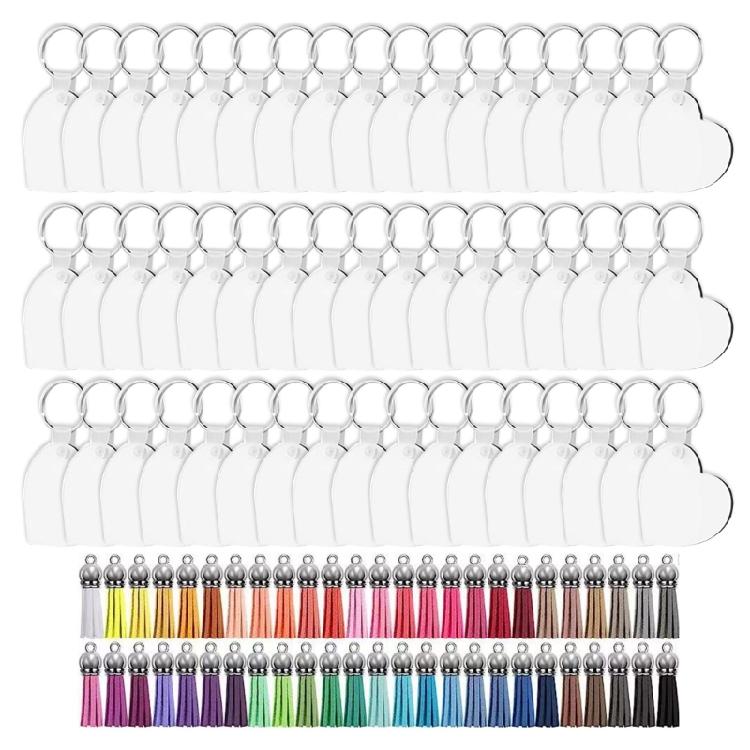 

200Pcs Heat Transfer Keychain for Present Making with Colorful Tassel Jump-Ring