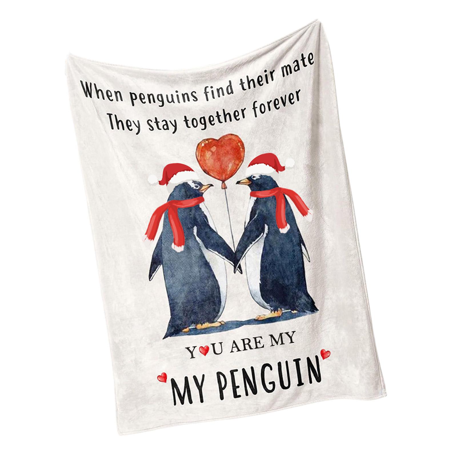

Прекрасное мультяшное флисовое одеяло с пингвином, персонализированный теплый подарок для украшения дома, на день рождения, свадьбу, юбилей B