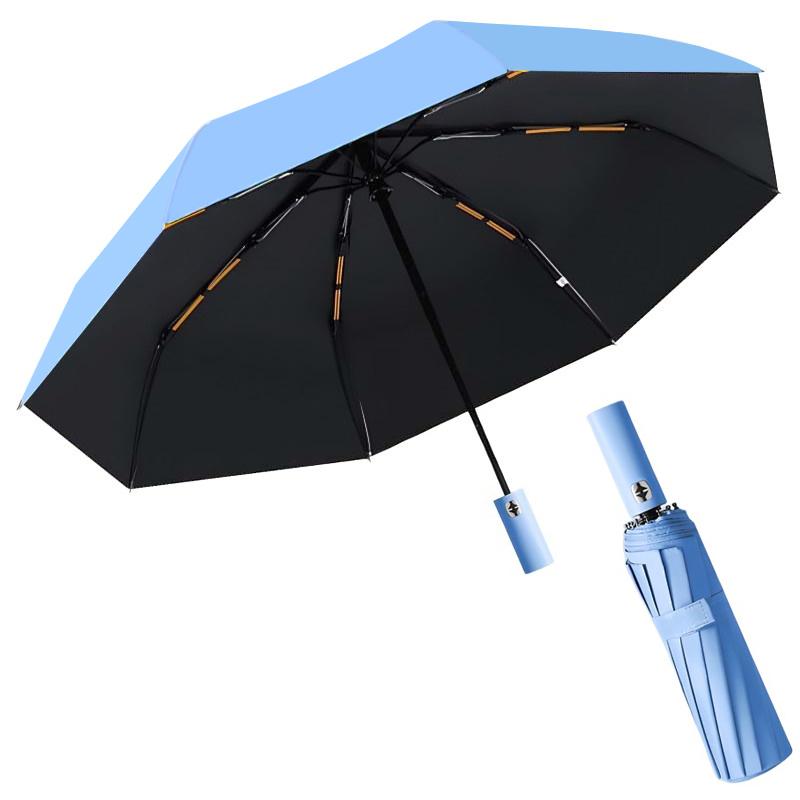 Solid Color 16/24 Bone Automatic Umbrella with Light Collapsible Windproof UV Protection Super Strong Sunshade Portable Design