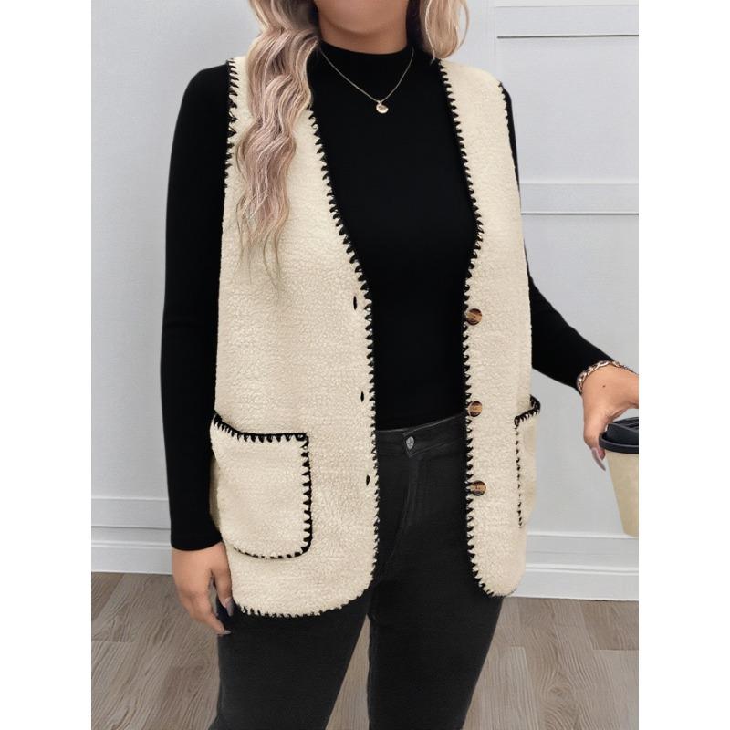 

YYFS Женская мода повседневная осень-зима однотонные принтованные свитера без рукавов с V-образным вырезом XL абрикосовый