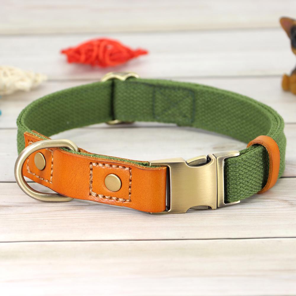 Cheap Dog Collar Nylon Pu Leather Dogs Buckle Collars Durable Pet