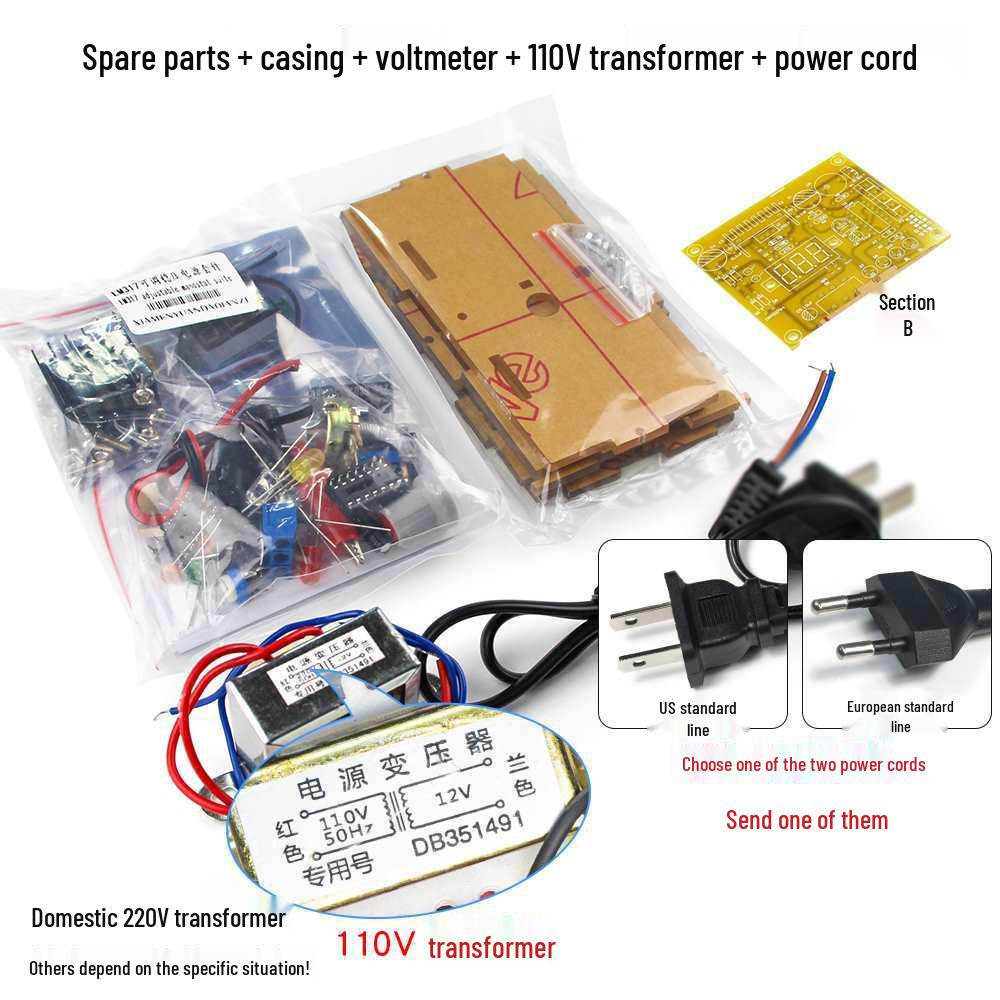 LM317 Adjustable DC Voltage Stabilizer Circuit Kit with Digital Display - DIY Electronics Training