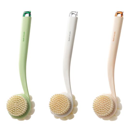 Bath Scrub Brush with Extended Anti-Slip Handle Double-Sided Back Rub Exfoliation Back Scrubber