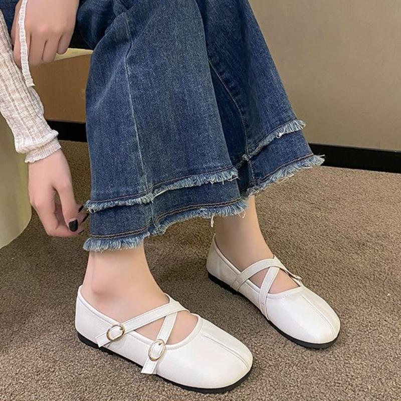 Round Toe Ladies Footwear Spring and Autumn Mary Jane Women's Flat Shoes Cheap Liquidation Casual Popular Stylish Social 39 Shoe