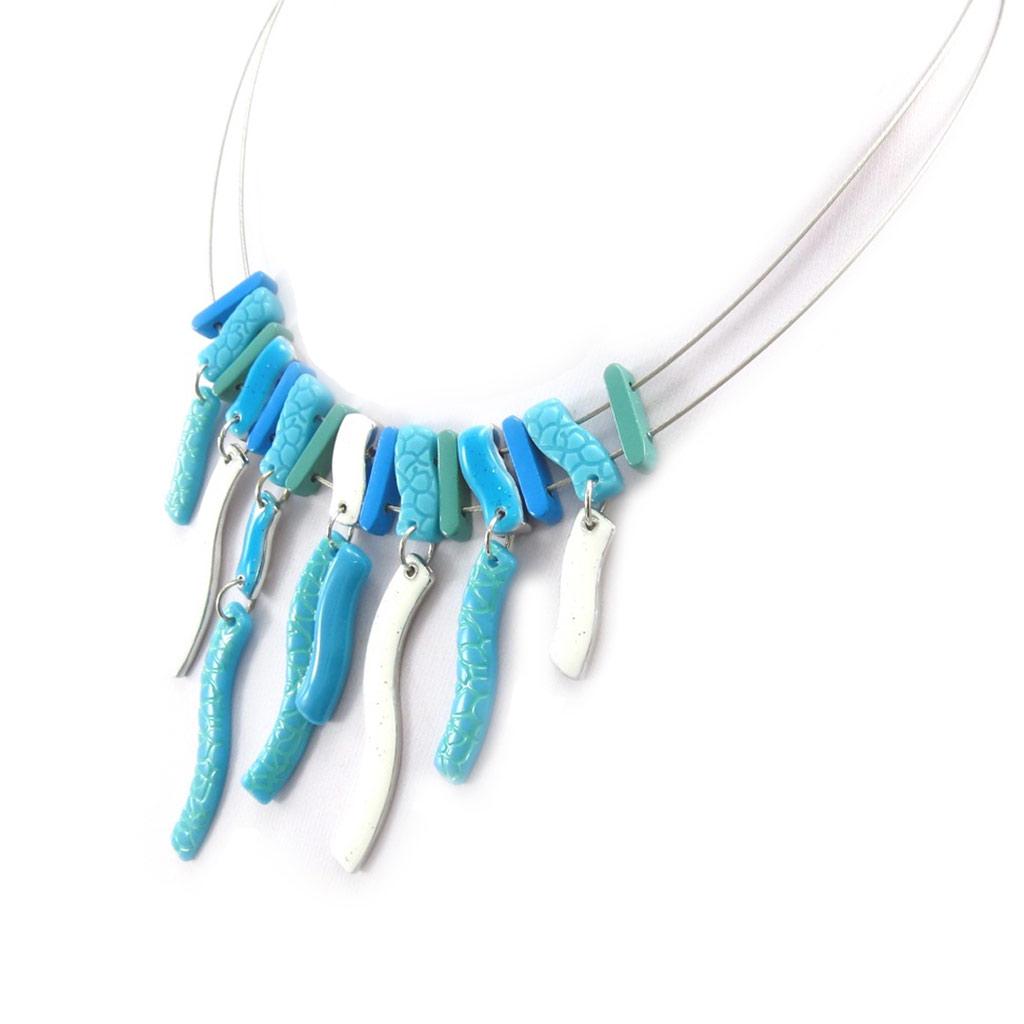 NOA [K1439] - Designer Necklace 'Safari Queen' Turquoise White