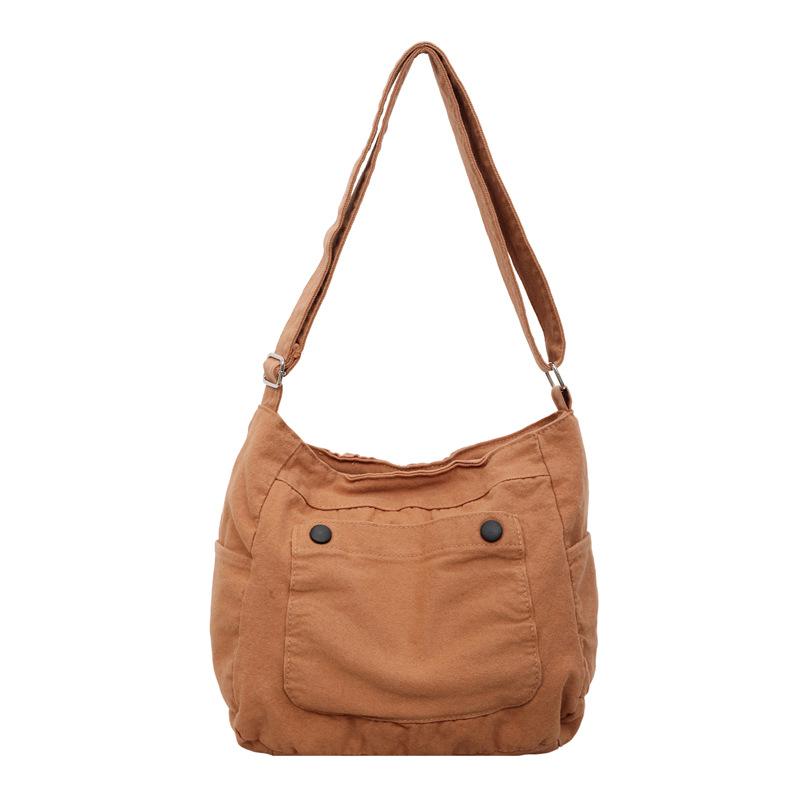 

Vintage Canvas Bag Women s Large Capacity Crossbody Bag Messenger Bag Student Class Shoulder Bag коричневий