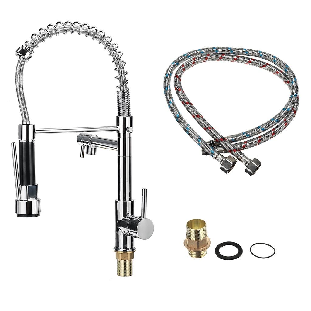 Black Chrome Brushed Nickel Flexible Kitchen Faucets Pull Out Mixer Tap Faucet Spring Style Spray Deck Mounted Kitchen Water Tap  Cold Kitchen Faucet