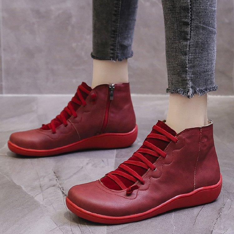 SyfIyno Nowe Jesienno-Zimowe Damskie Botki Retro Damskie Botki Duży Rozmiar 35-43 Buty Casual Płaskie Buty