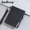 Baellerry Men Short Wallets with Hand Strap Zipper Coin Purse Business Card Holder Wallet