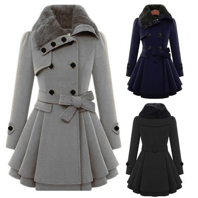 Windjacke für Damen, warm, mit Knopfverschluss, asymmetrischer Saum