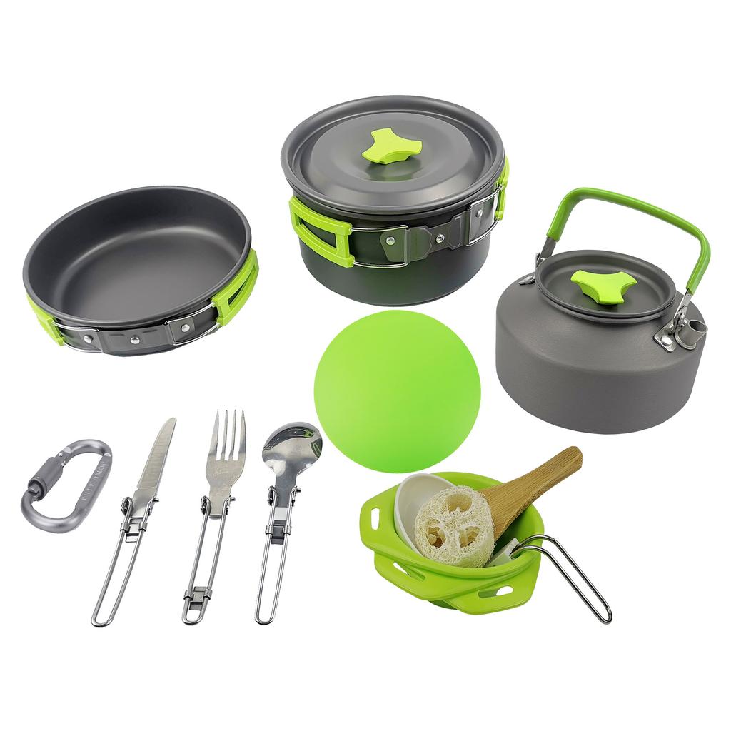 Camping Cookware Kit Nonstick Lightweight Backpacking Cooking Set Outdoor Cook Gear Pot Pan Bowl for Family Hiking Picnic Travel