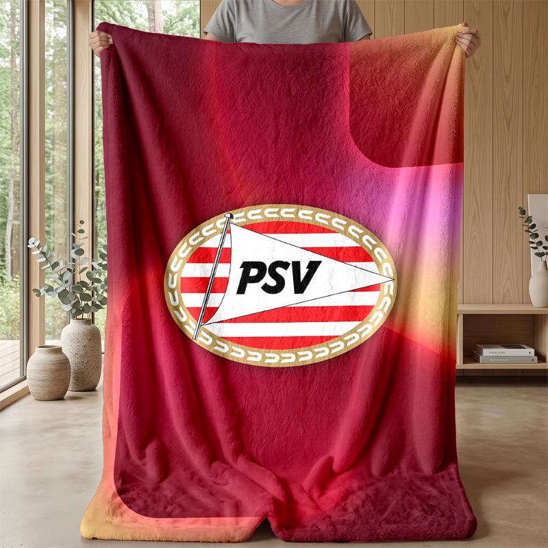 PSV Eindhoven FC Coperta Morbida in Pile di Flanella Leggera Accogliente Calda Coperta da Divano Letto Decorazione per la Casa