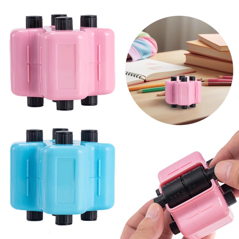 4-in-1 Math Roller Stamp ,Addition Subtraction Multiplication Division Refillable Ink Included Educational Math Practice Tool