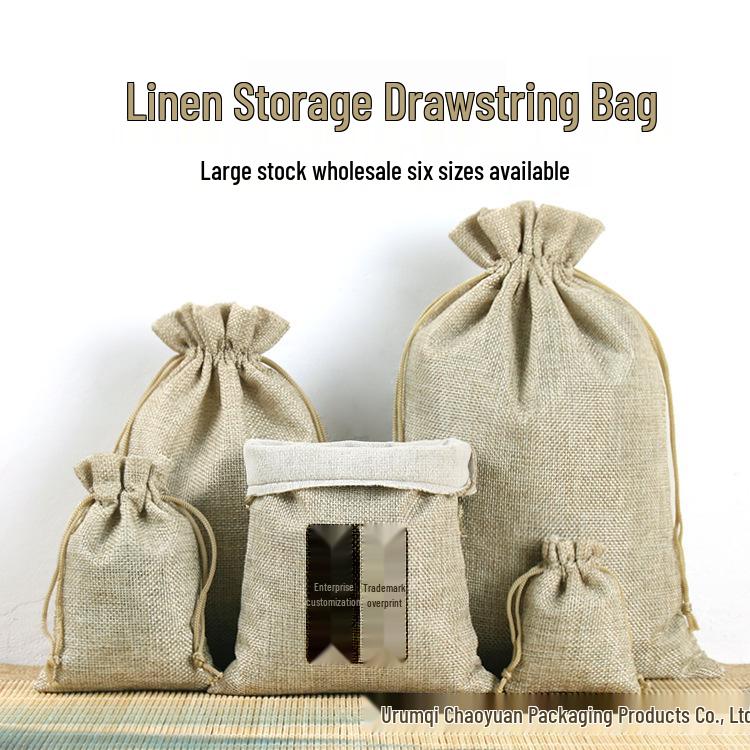 Linen Jewelry Drawstring Bag – Small Imitation Linen Packaging Bag