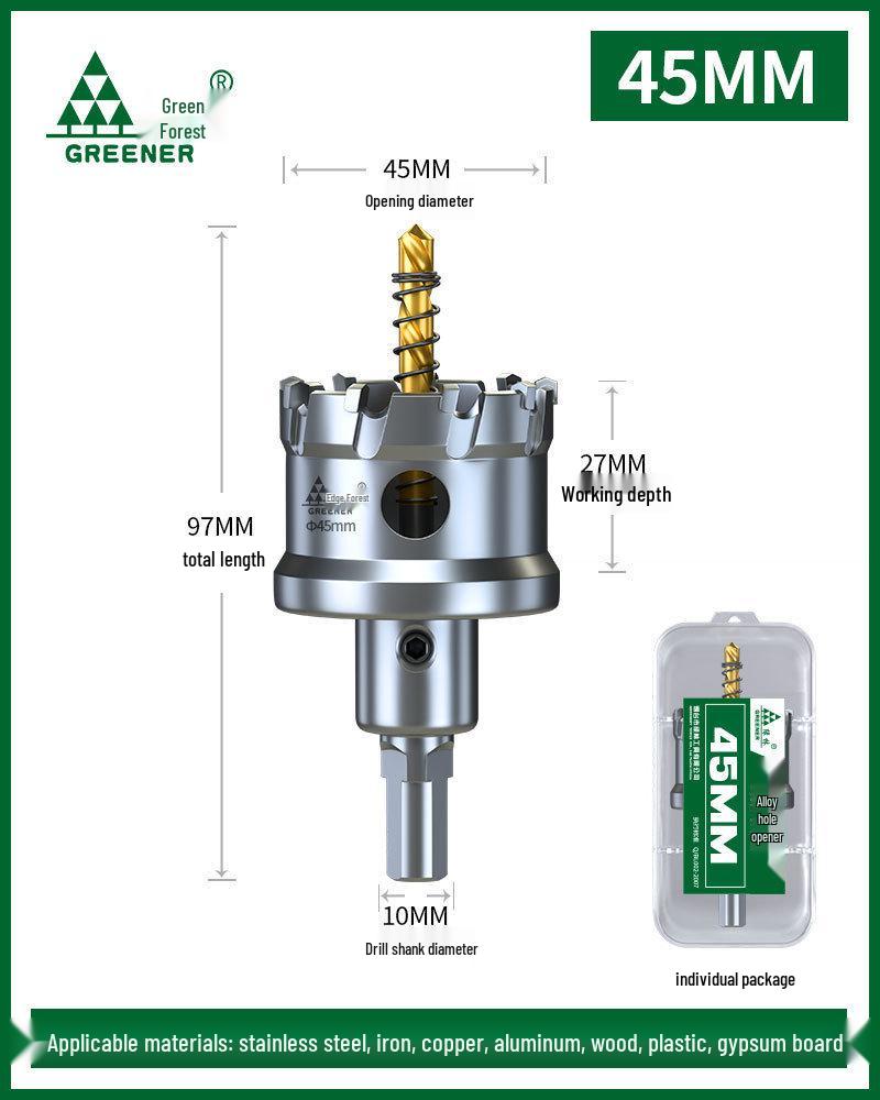 Green Forest Stainless Steel Hole Saw for Metal, Wood, and Aluminum Drilling