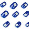 Trage Nagel blau kleine Gänseblümchen Nagelstück Fertiger künstlicher Nagel Abnehmbares Nagelstück Nagelstück Nagelstück Nagelstück Nagelpflaster