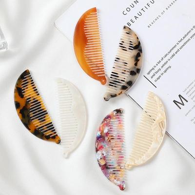 Hot-selling Semi-circular Acetate Hair Comb: Portable Anti-static Marble Design for Women