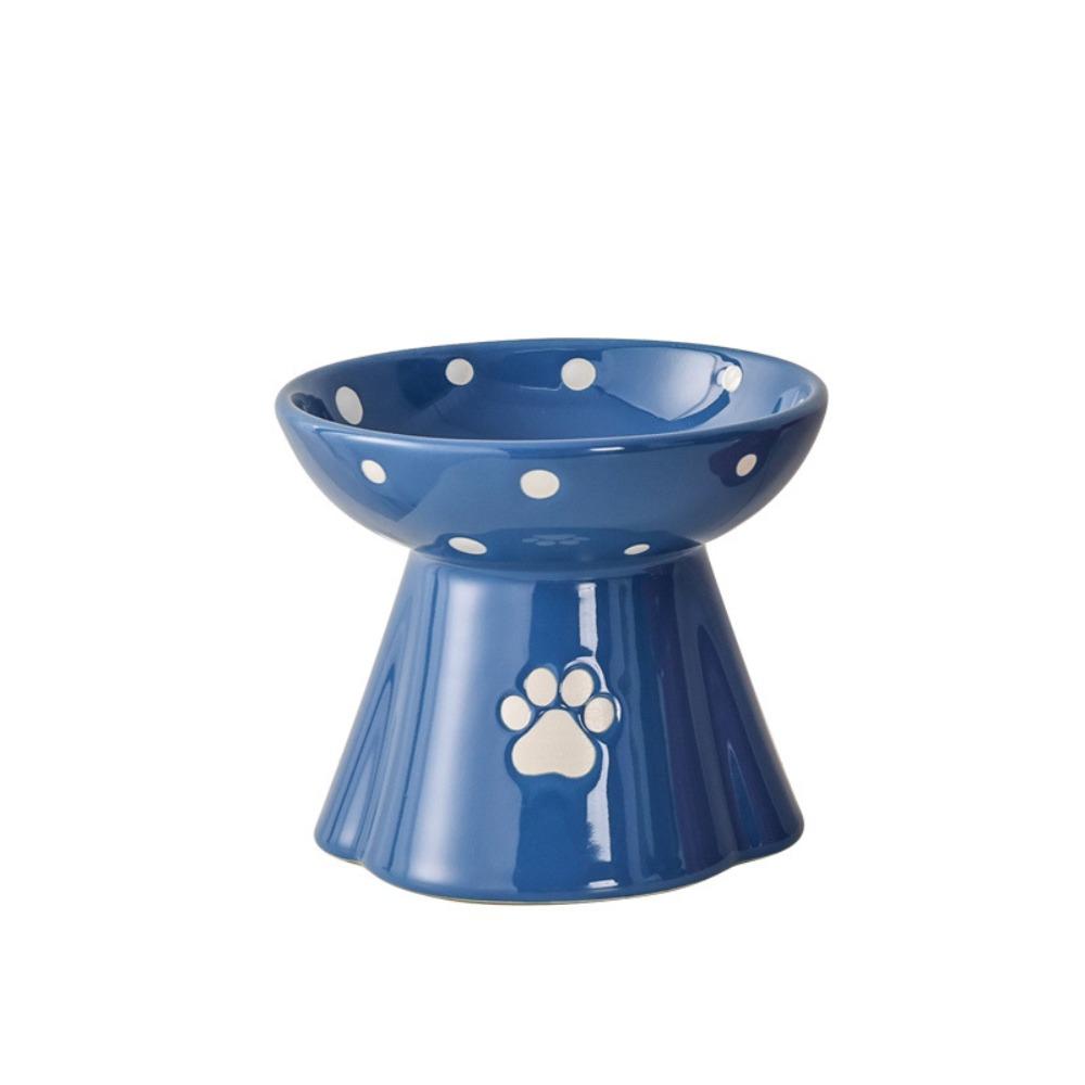 

Ceramic Pet High Foot Bowl Anti Tipping Pet Drinking Feeder Cat Bowl Water Container