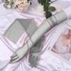 Silky Long Sheer Tulle Women Full Finger Lace Mitten Women Gloves Thin Gloves Five Fingers Mitts