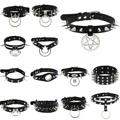 Goth Punk Spike Nieten Halsband Für Frauen Steampunk Pentagramm Halskette Emo Neck Strap Cosplay Chocker Gothic Zubehör