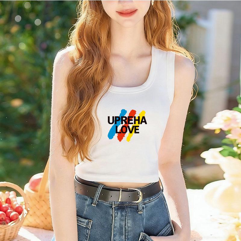2026 Women's Sexy Letter Print Camisole Top: Short, Versatile Cropped Vest