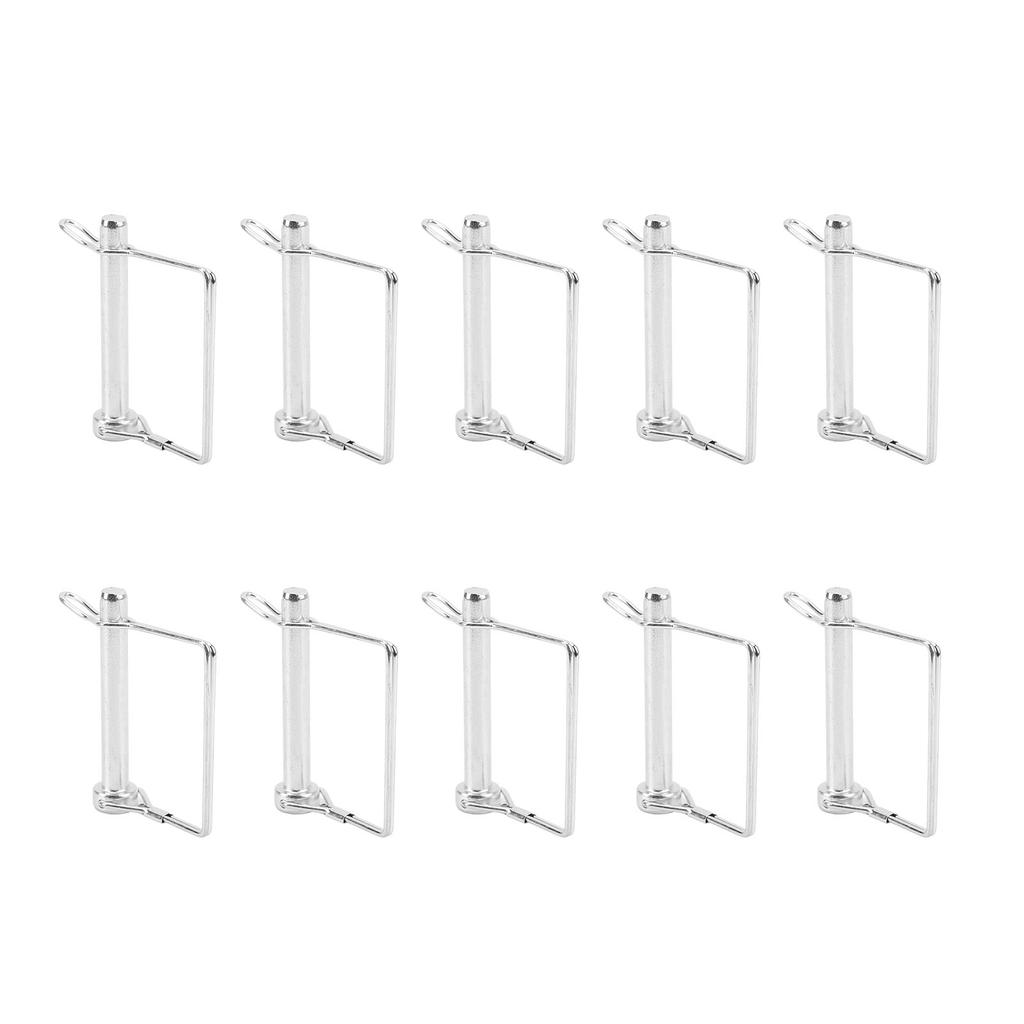 10PCS 70mm Trailer Coupler Pin Silver Galvanized Iron Quick Latching Square Safety Heavy Duty Locking Pin For Mowers