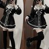 Long Sleeve Dress with and Lolita Sailor and Switching Stylish for and Winter [SDSXZWG] Women's Shorts, Lace, Ribbon, Ruffles, Girly, Feminine, Style,