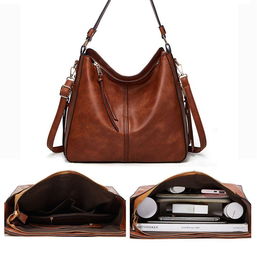 PU Leather PU Leather Handbags Large Capacity Casual Style Leather Shoulder Bag Simple Design Shoulder Strap