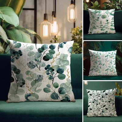 Aquarell Eukalyptusblüten Kissenbezug Natürlicher Leinen Bio-Stoff Beidseitiger Druck Atmungsaktiv Perfekt für Wohnkultur