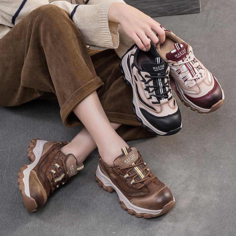 Fashion New Designers Genuine Leather Mesh Women Travel Shoes Sneakers Soft Sole Lightweight Antiskid Outdoor Walking Shoes Woman