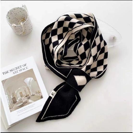 

Женские шарфы на осень и зиму, двухсторонние теплые маленькие шарфы с узором «Тысяча птиц» и диагональными краями, универсальный воротник 13 * 125CM