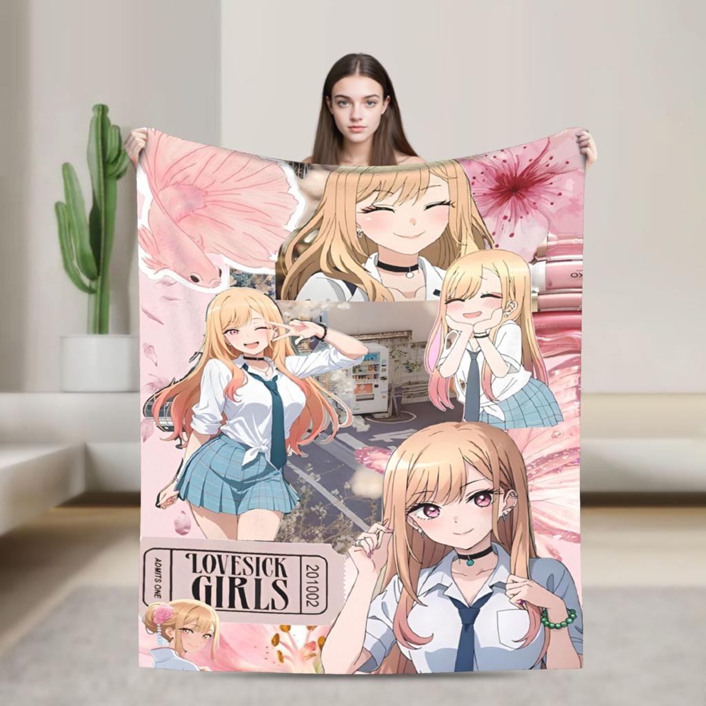 Japan Anime Marin Kitagawa Girl Blanket Multi-size Super Soft Cozy Throw Blankets for Sofa Couch and Bed