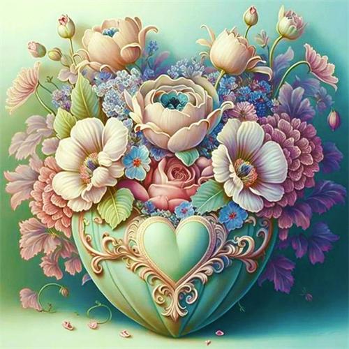 Diy Diamond Painting Heart Flower Home Decor Full Square Round Embroidery Mosaic Fantasy Landscape Wall Art