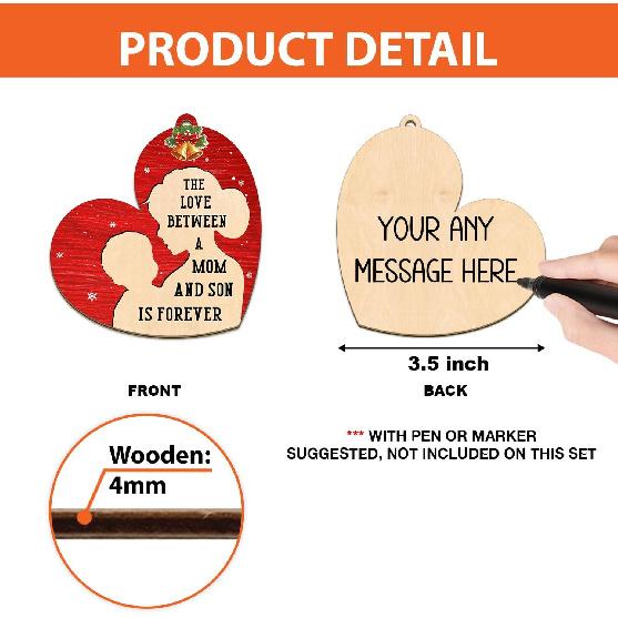 The Love Between a Mom and Son is Forever Ornament, Birthday, for Mothers & Sons Ornaments, Family Wooden Hanging Decoration on Xmas Tree, to Mom