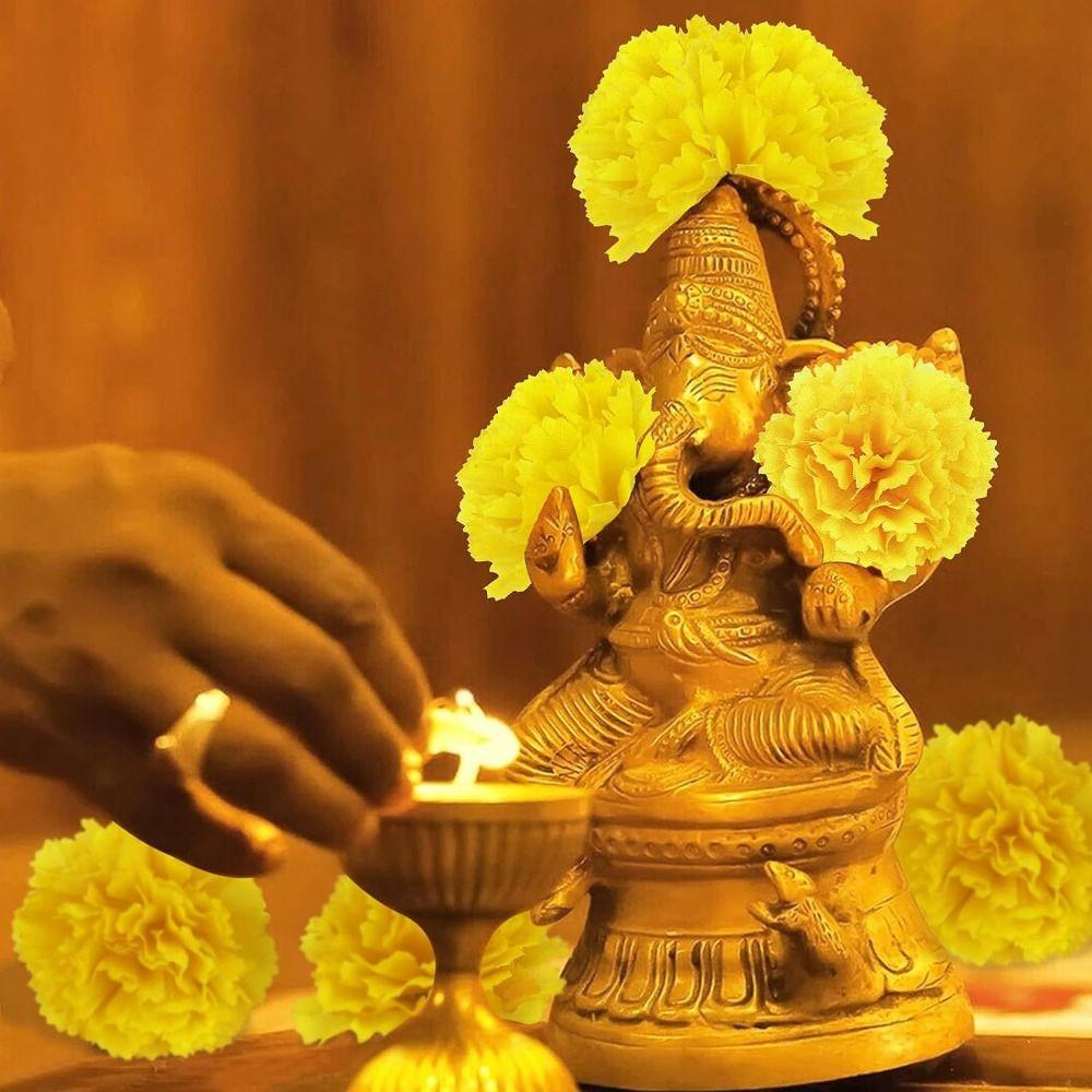 Large Marigold Flower Heads Artificial Silk Marigold Fake Flower Diwali Day Of The Dead Decorations Marigold Garland