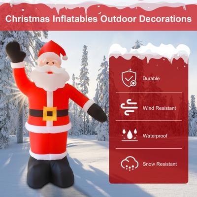 8FT Tall Christmas Inflatables Santa Claus Waterproof 9 LED Light Up Giant Inflatable Santa with