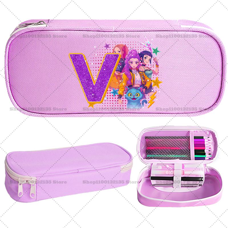 Kpop Demon Hunter Children Pencil Box Cartoon letter Student School Supplies Stationery Kids Penbag Pencilcase Kawaii Boys Gift