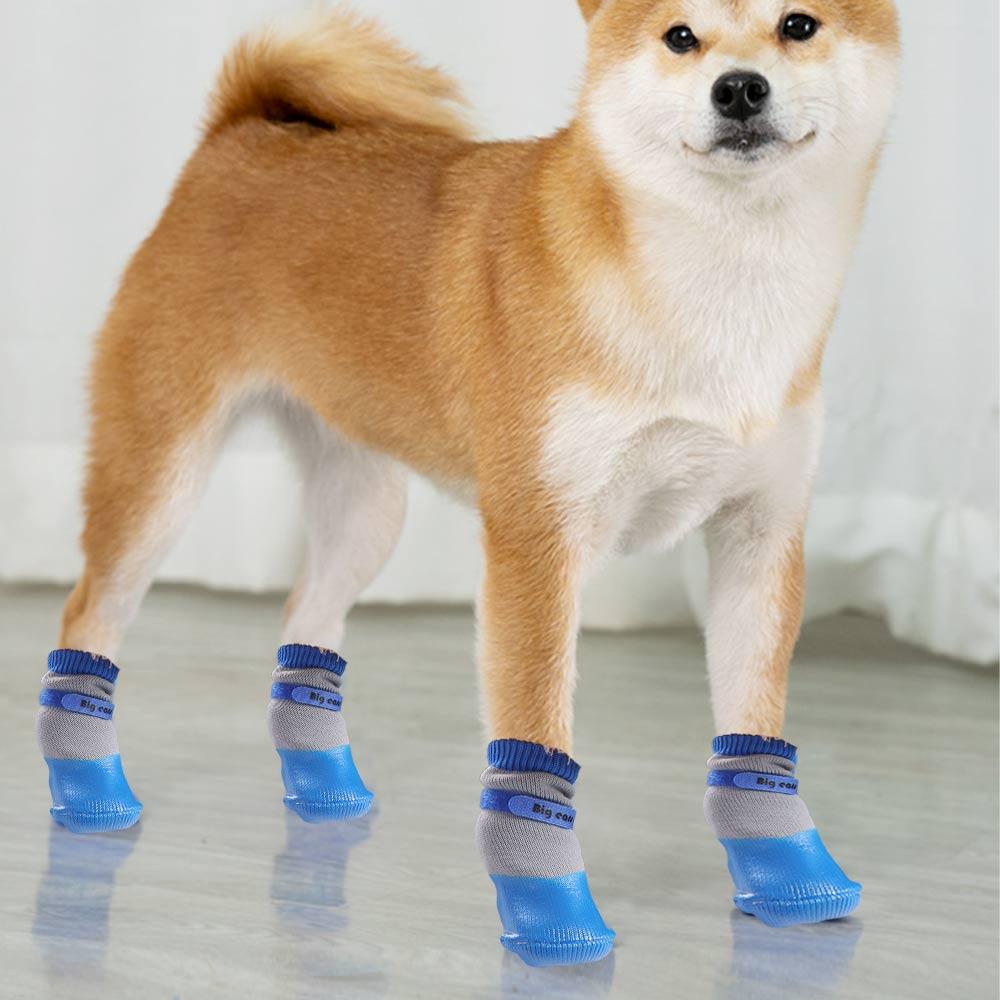 4pcs/set Soft Waterproof Puppy Socks Shoes Warm Dog Warm Knit Socks  Rainy Day