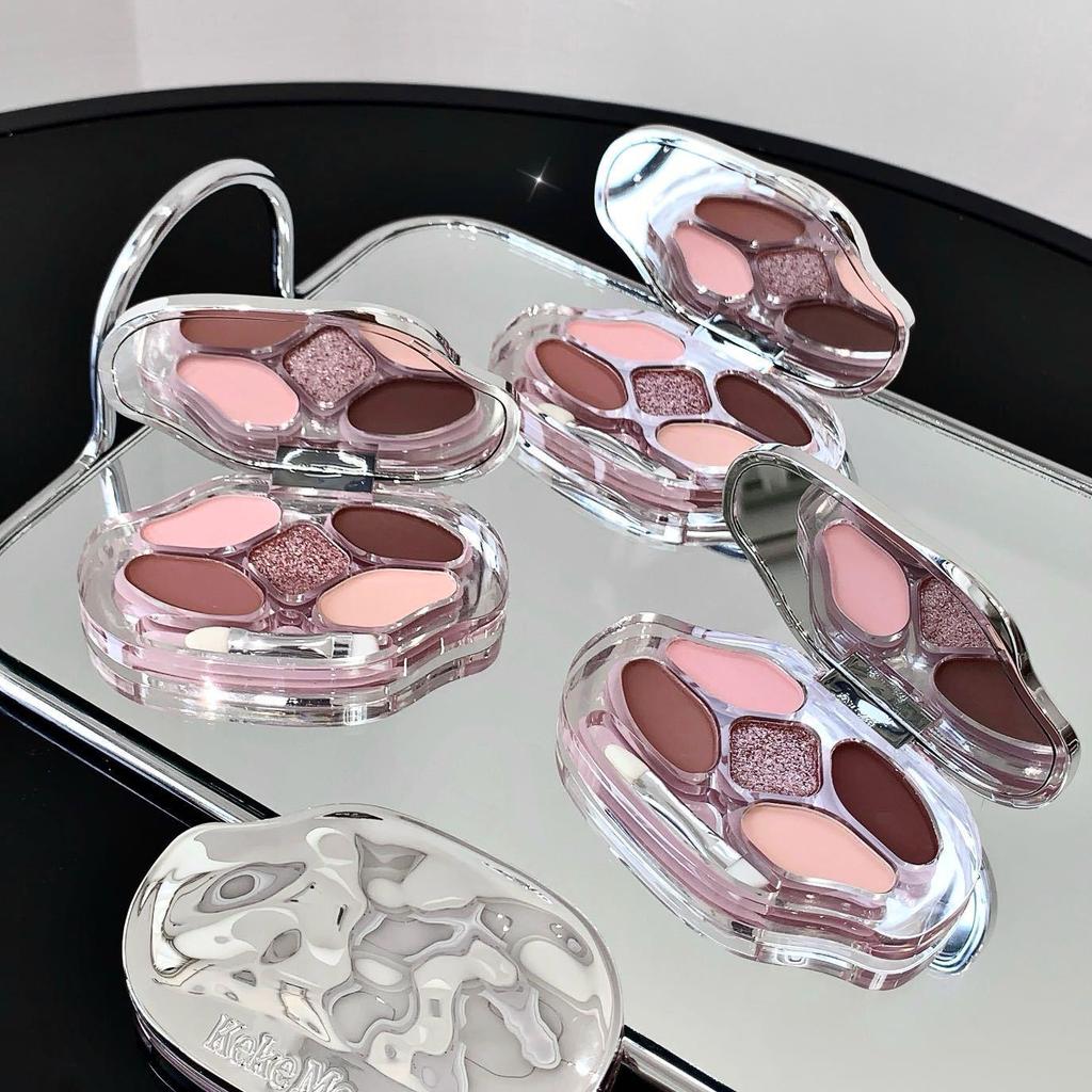 KEKEMOOD Five-Color Tear Trough Eyeshadow Palette: Multi-use, Clear Color Payoff, Long-lasting, Smudge-proof with Built-in Brush.