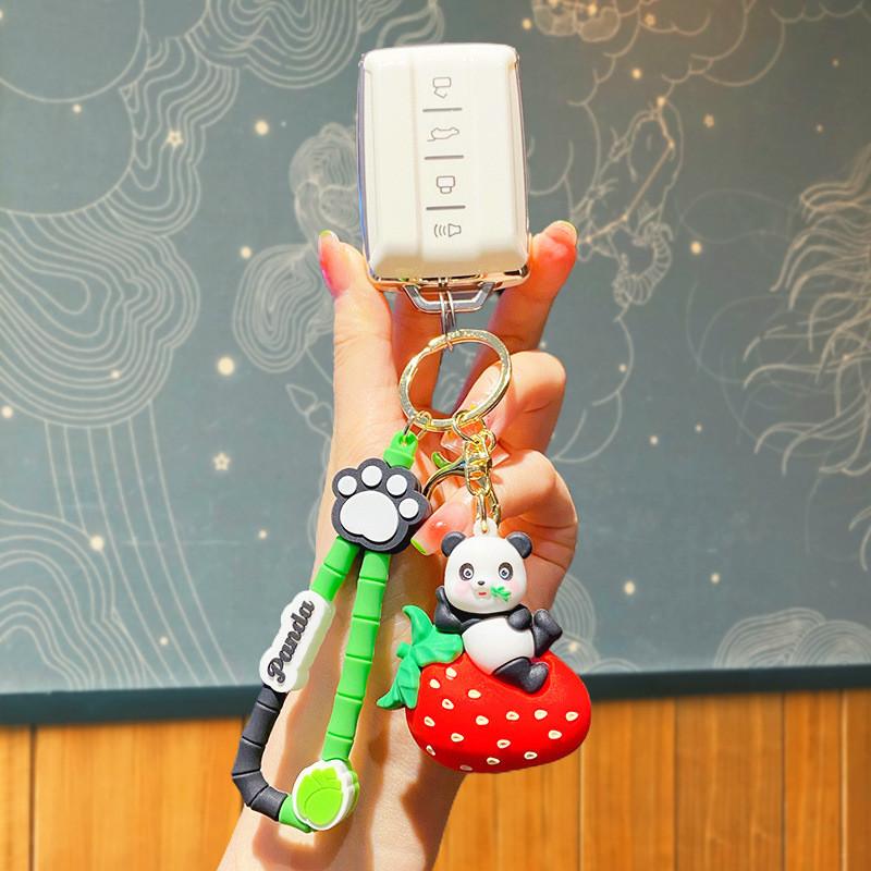 Panda Fruit Doll Keychain Backpack Car Cartoon Pendant Accessories Gift Couple