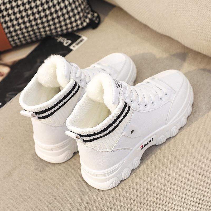 Autumn and Winter High-top Couple Large-size Canvas Board Shoes Children Black Velvet Cotton Shoes Work Leisure Flat-bottom Fashion Trend