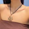 Ingemark Vintage Hollow Geometry Metal Pendant Necklace Women Trendy Creative Adjustable Rope Neck Accessories Party New Jewelry