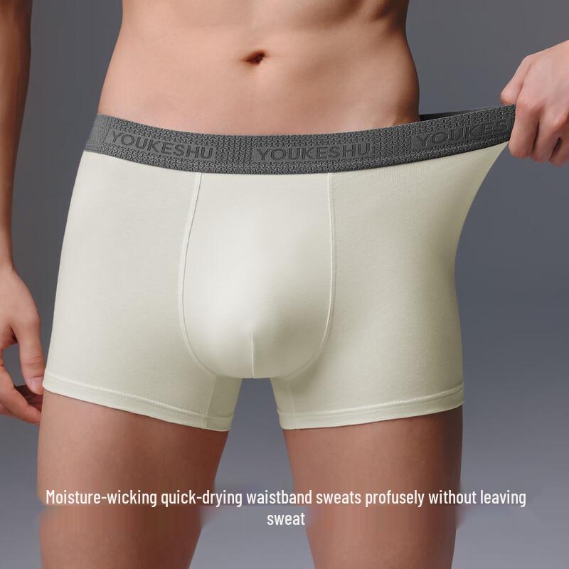 Youkeshu Men's 10A Antibacterial Cotton Boxer Briefs