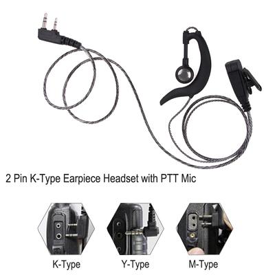 2 Pin Walkie Talkie Earpiece Headset with PTT MIC Earphone Walkie Talkie Headset Multifunctional Accessories for BAOFENG