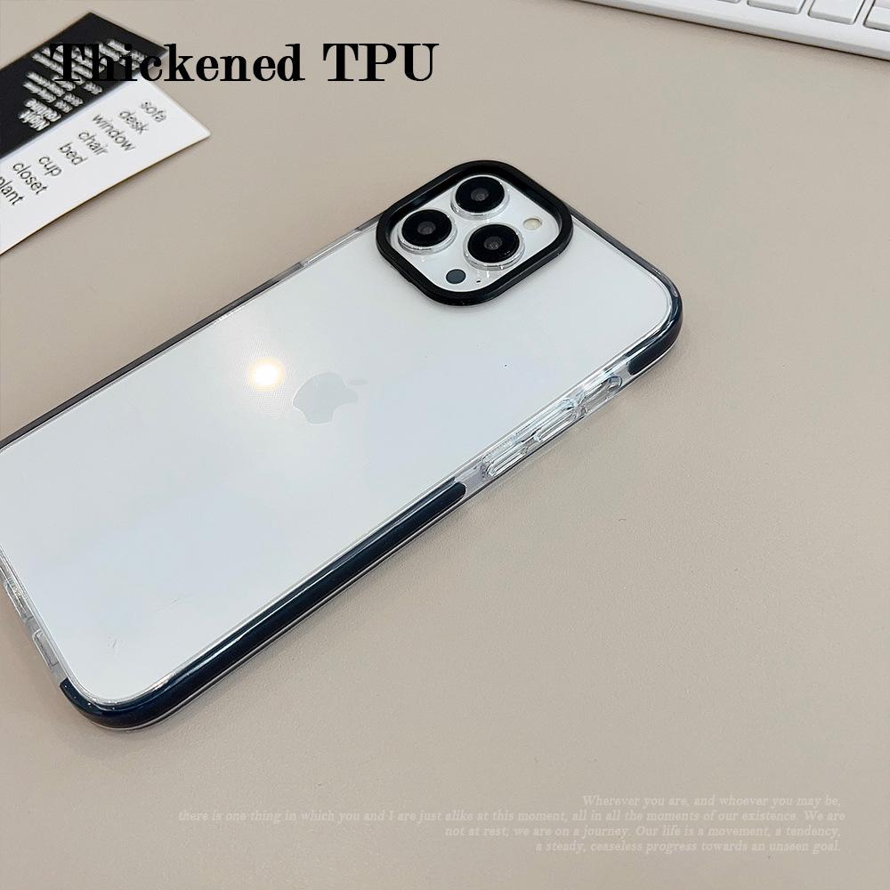 Kontrastfarbe Verdickter Rahmen Geeignet für IPhone 13 Handyhülle Apple 15 Promax Transparent 16 Silikon 12 Weiche Hülle 14