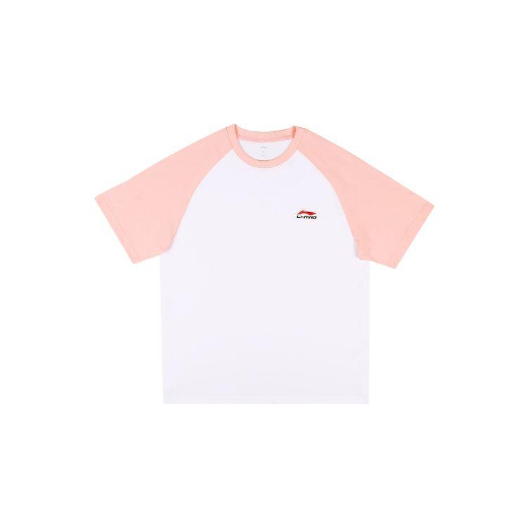 

Li-Ning American Style Raglan Color Block Casual Short Sleeve T-Shirt Unisex Tops White Pink YHSU169-3 XL