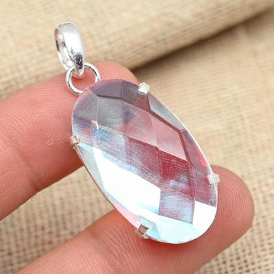 Faceted Mistic Topaz Gemstone Solid 925 Sterling Silver ručně vyráběný vynikající šperkový přívěsek