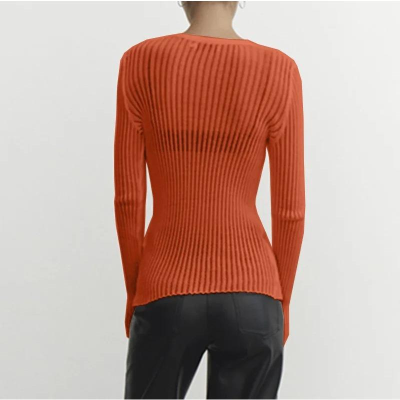 Women O-Neck Long Sleeve Knitted Pullover Sweaters Spring Female Breathable Loose Knitwear T-shirt Tops
