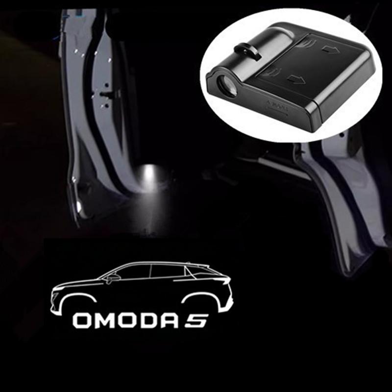 2Pcs Car Door Welcome Shadow Lights LED Projector Ghost Atmosphere Decorative Lamp For Chery Omoda C5 5 FX 2023 2024 GR Sport
