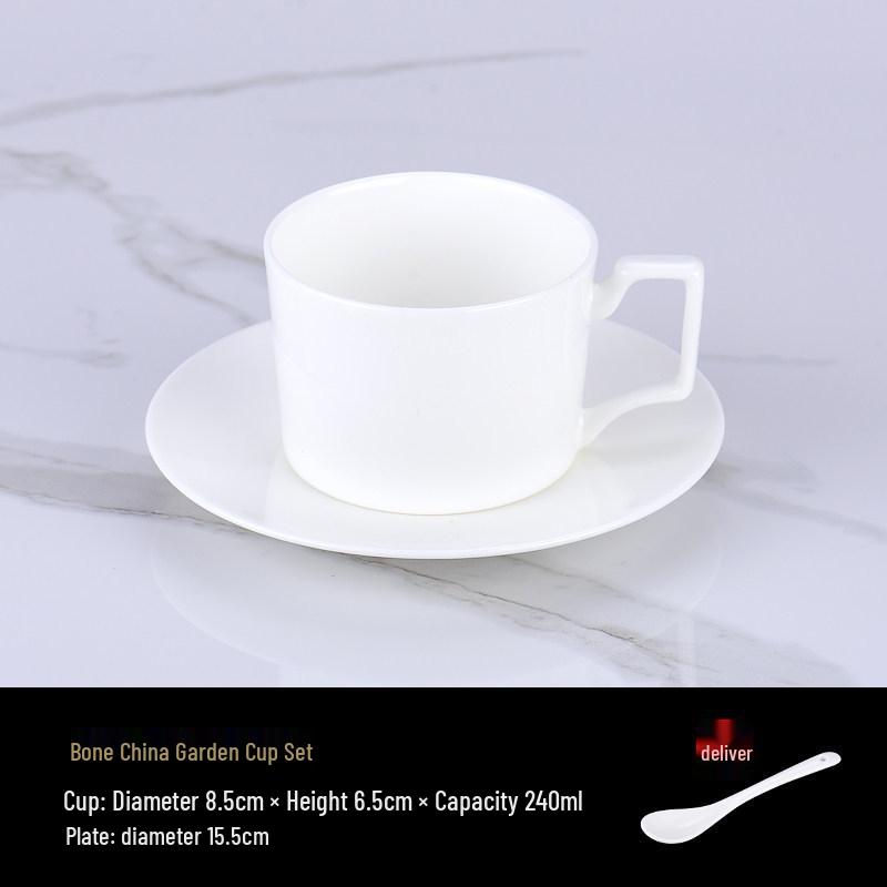 Luxurious Bone China Gold Rim Coffee Cup & Saucer Set - Pure White Ceramic English Style for Hotels and European Coffee Service